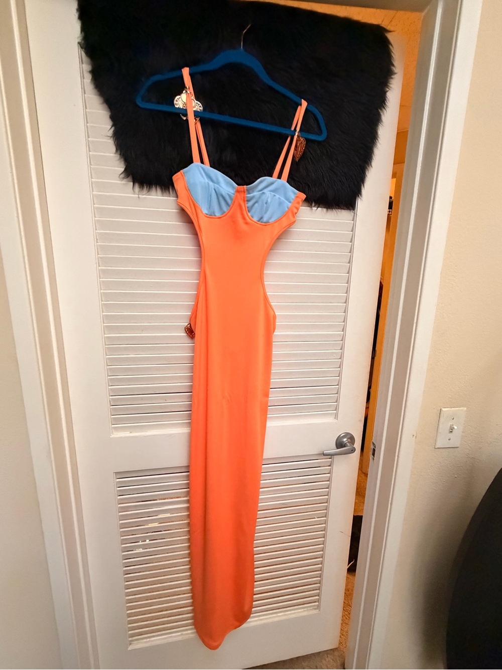 Dollhouse Orange Maxi Dress with Light Blue Bust